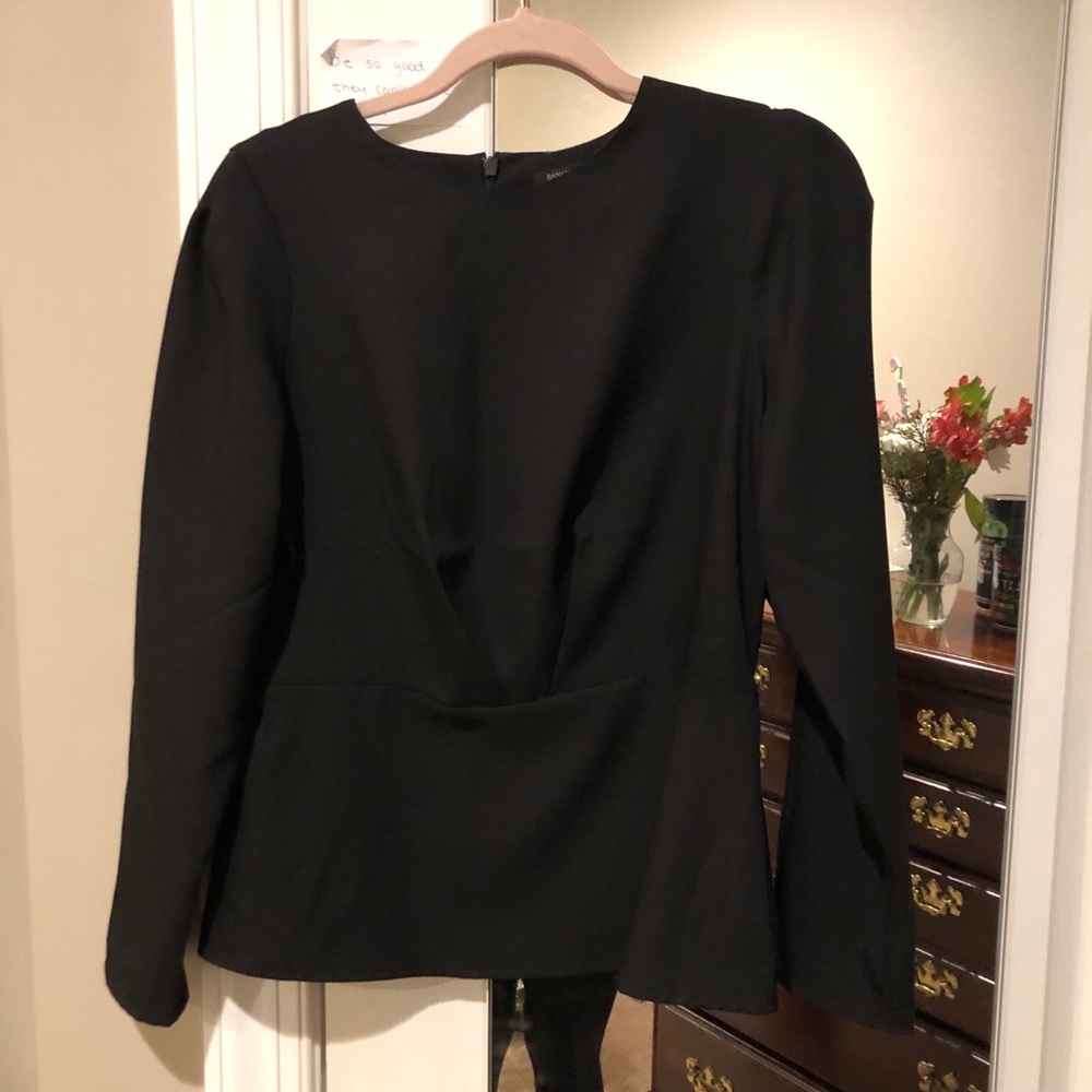 Banana republic peplum black blouse